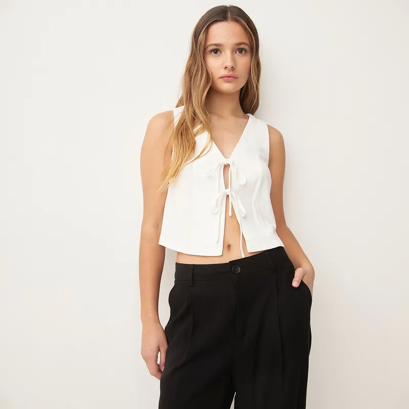 SYBILLA - Blusa Sin Mangas Lino Mujer Sybilla