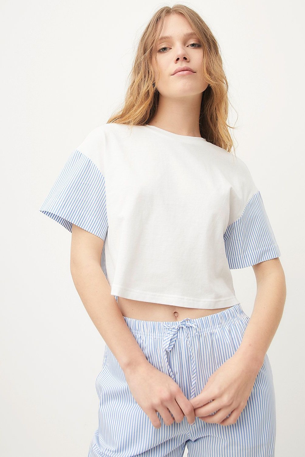 SYBILLA - Polera Casual Mujer Manga corta Algodón