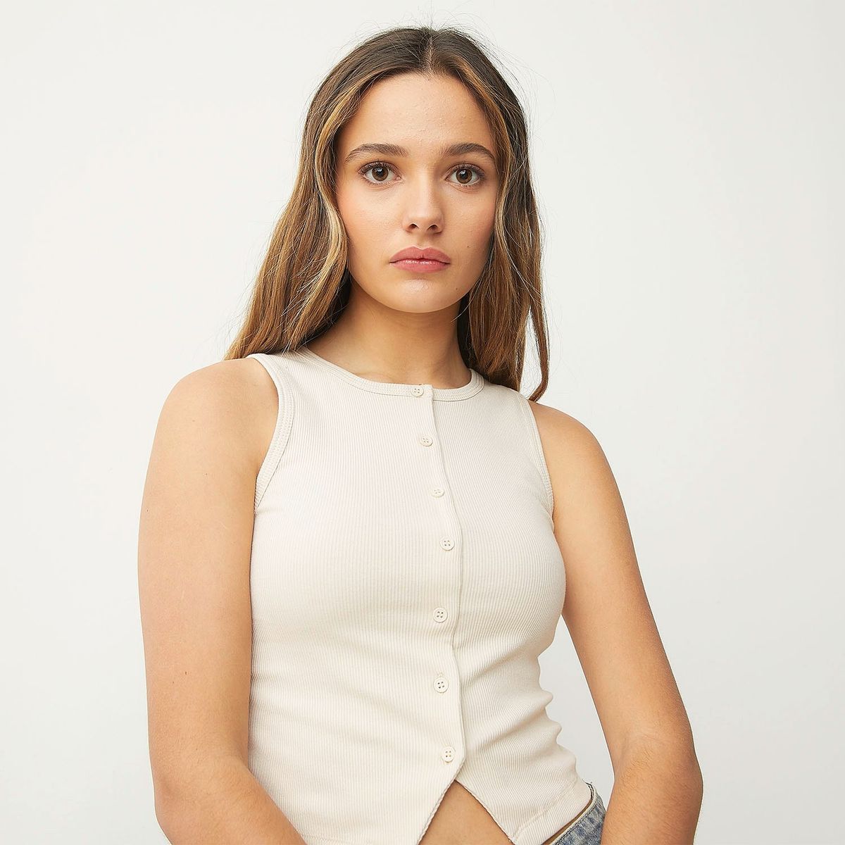 SYBILLA - Polera polo Casual Mujer Sin manga Algodón