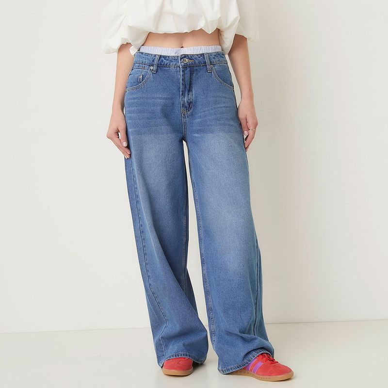 SYBILLA - Jeans Wide Leg Tiro Medio Mujer Sybilla