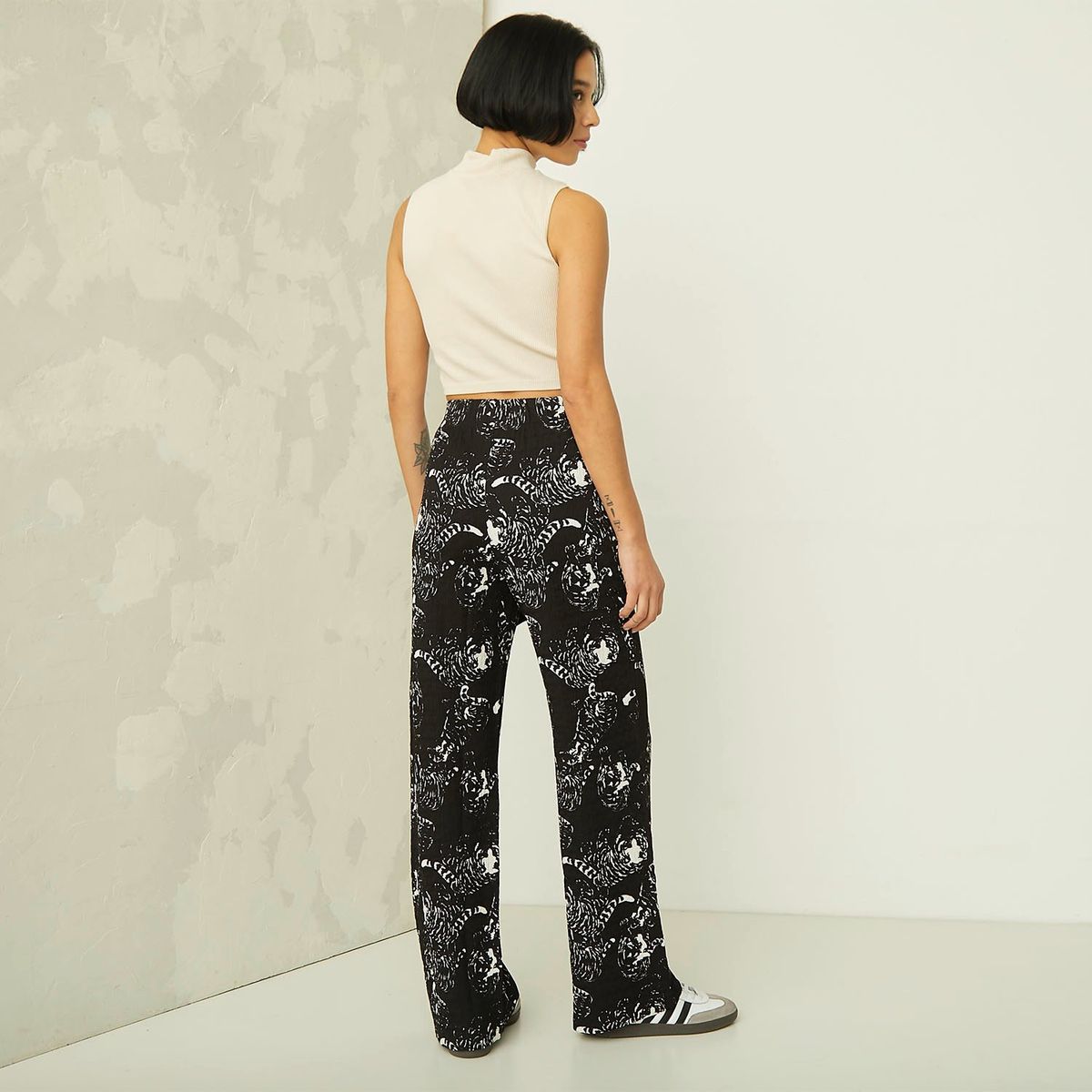 AMERICANINO - Pantalón Wide Leg Tiro Alto Mujer Americanino