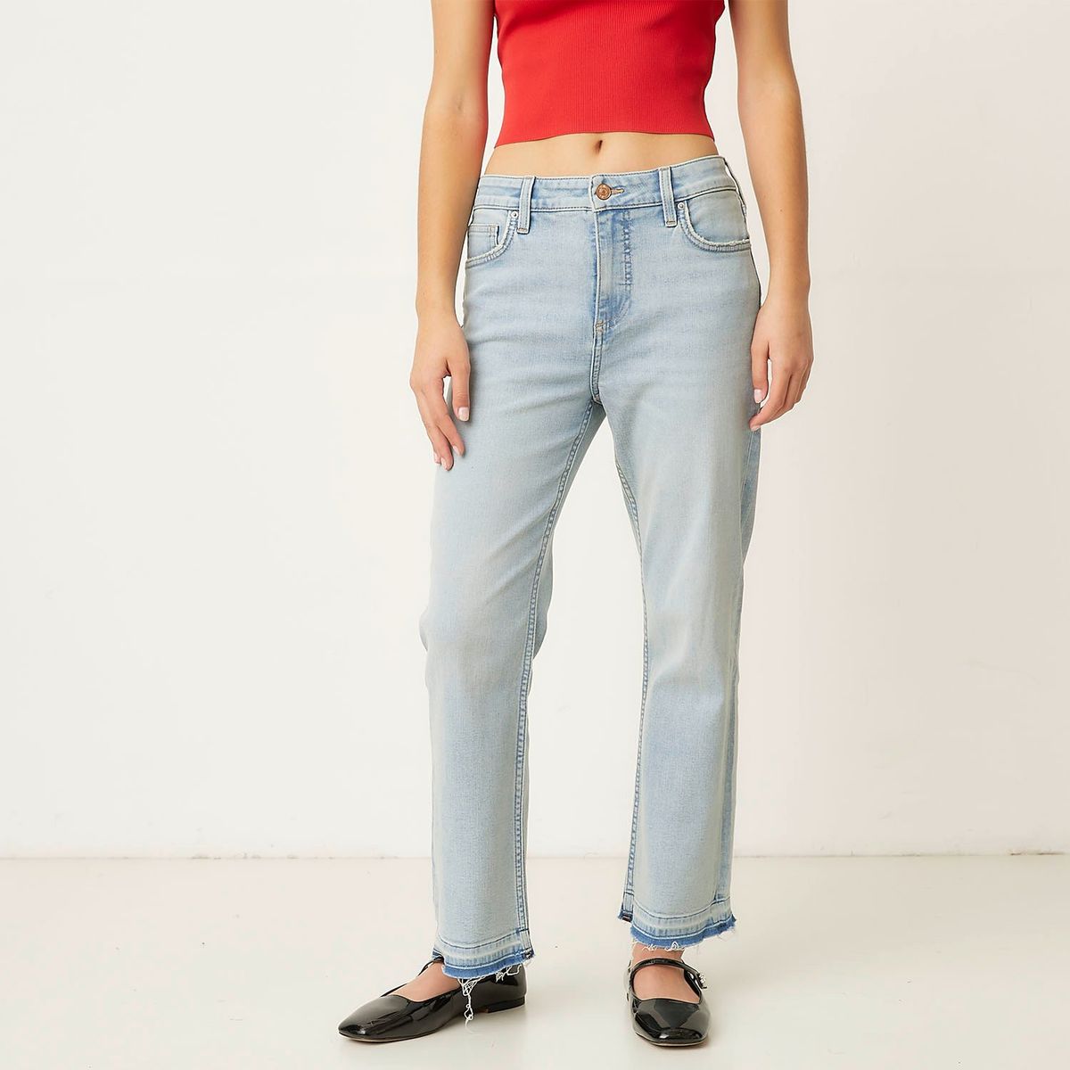 SYBILLA - Jeans Cropped Flare Tiro Alto Mujer Sybilla