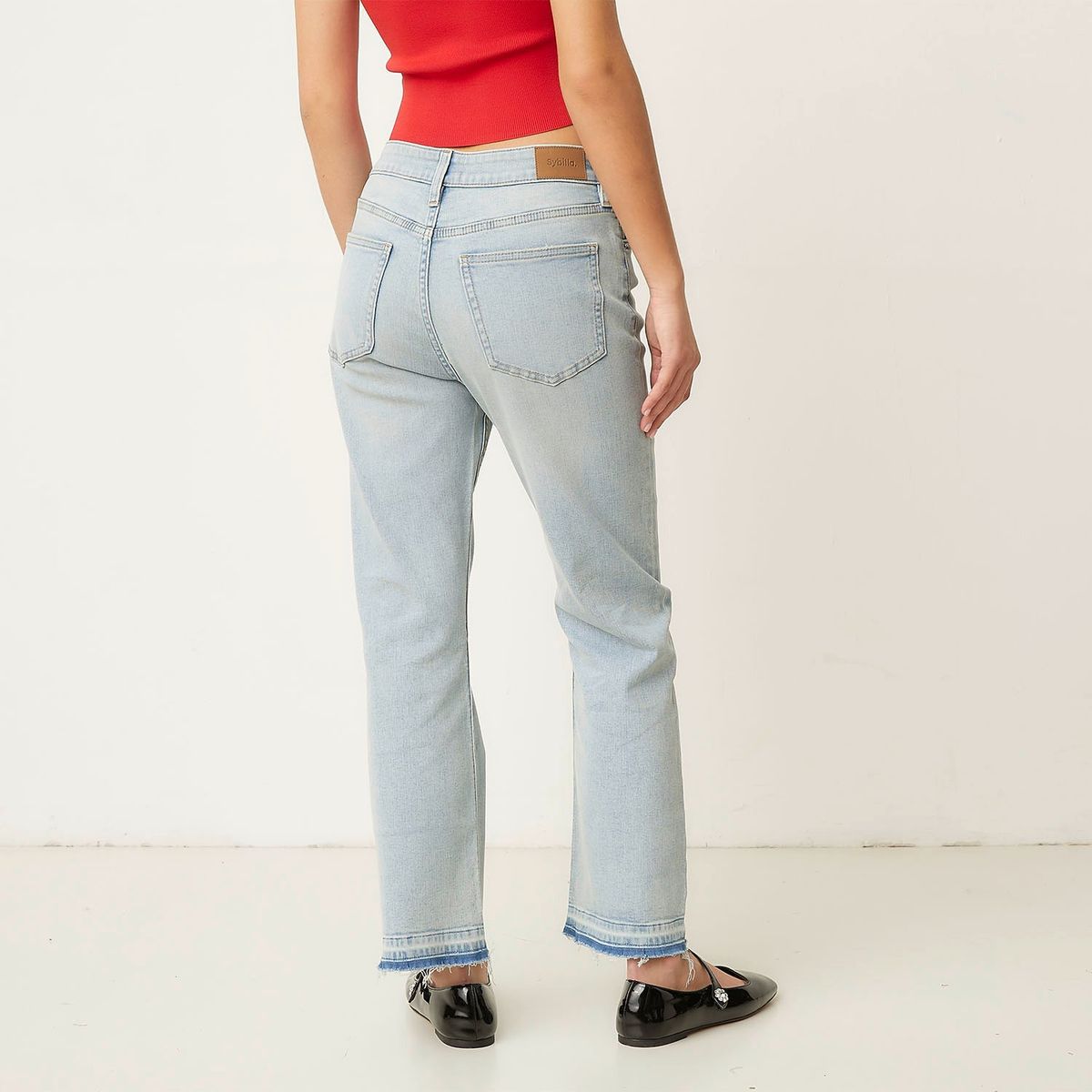 SYBILLA - Jeans Cropped Flare Tiro Alto Mujer Sybilla