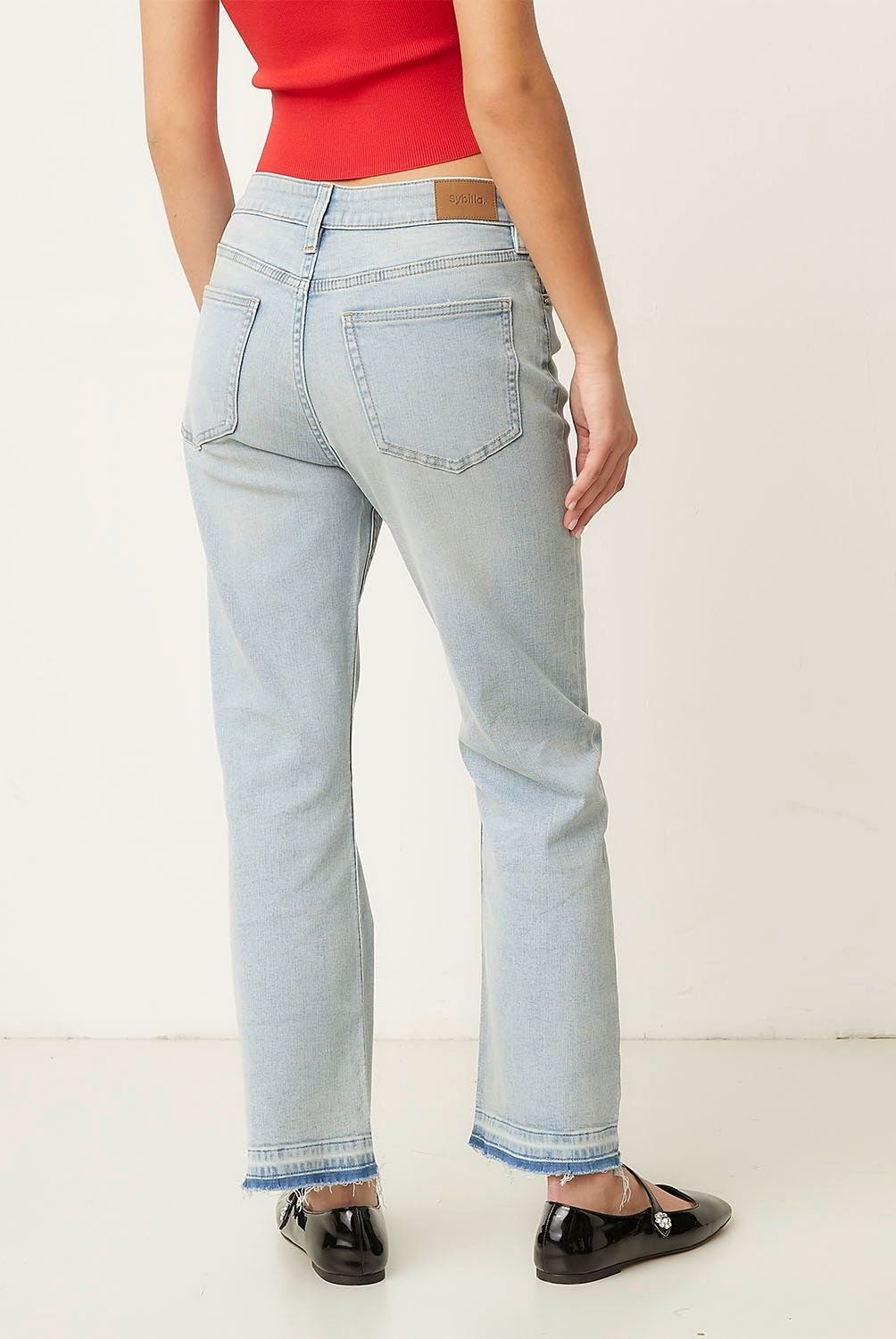 SYBILLA - Jeans Cropped Flare Tiro Alto Mujer Sybilla