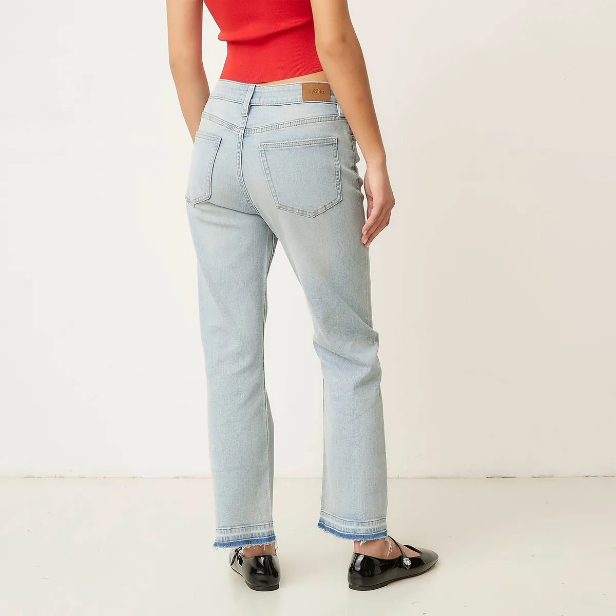 SYBILLA - Jeans Cropped Flare Tiro Alto Mujer Sybilla