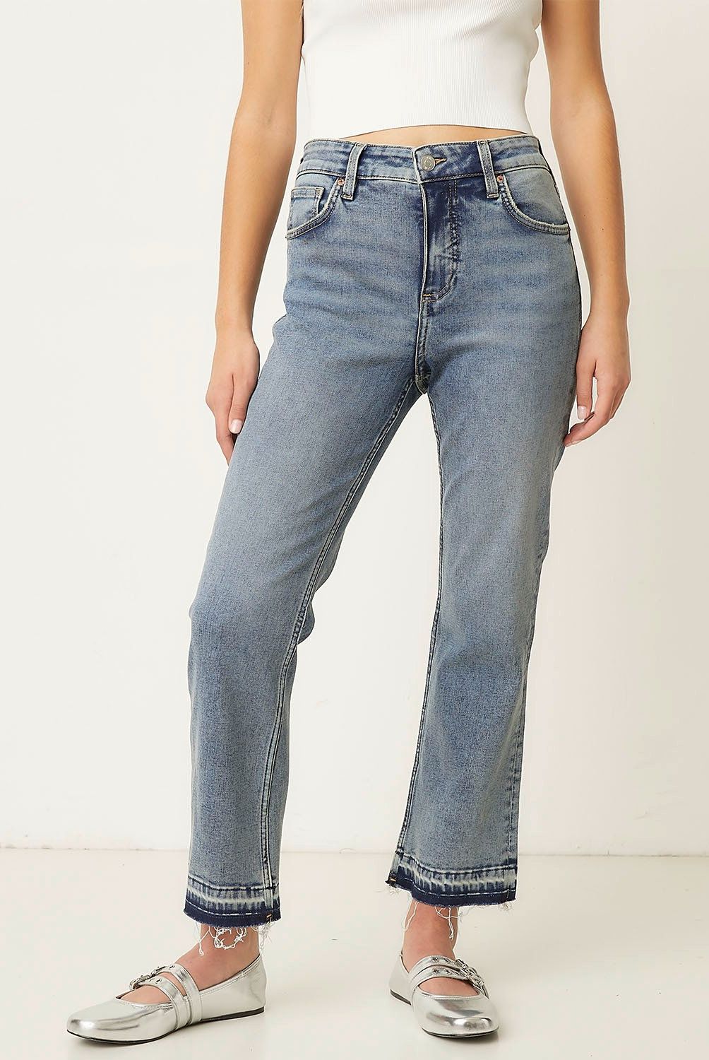 SYBILLA - Jeans Cropped Flare Tiro Alto Mujer Sybilla