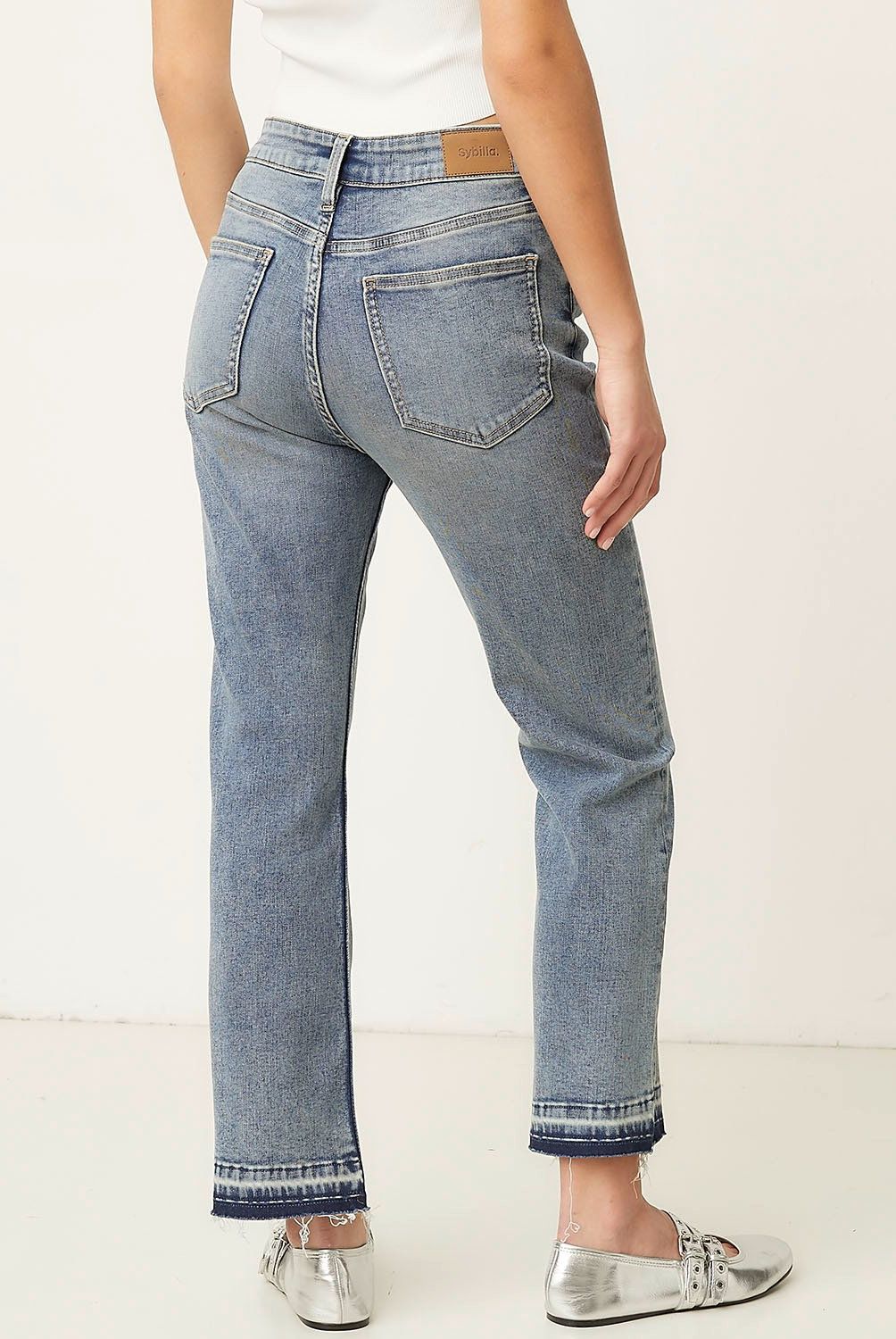SYBILLA - Jeans Cropped Flare Tiro Alto Mujer Sybilla