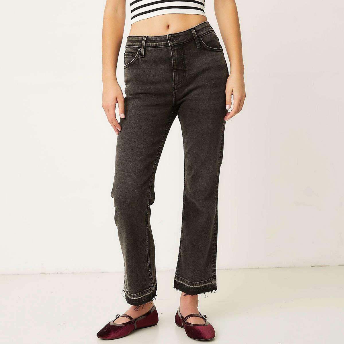 SYBILLA - Jeans Cropped Flare Tiro Alto Mujer Sybilla