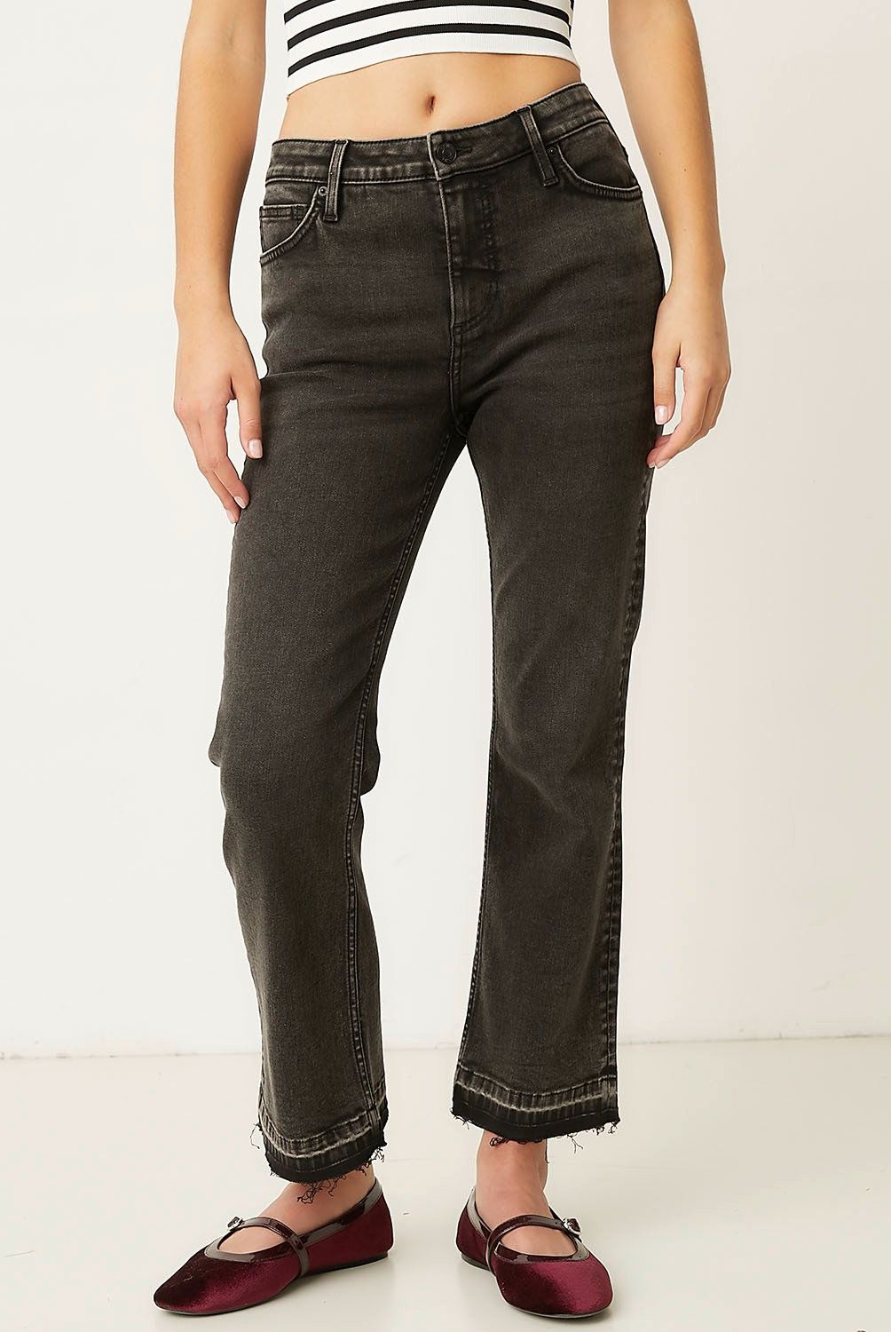 SYBILLA - Jeans Cropped Flare Tiro Alto Mujer Sybilla