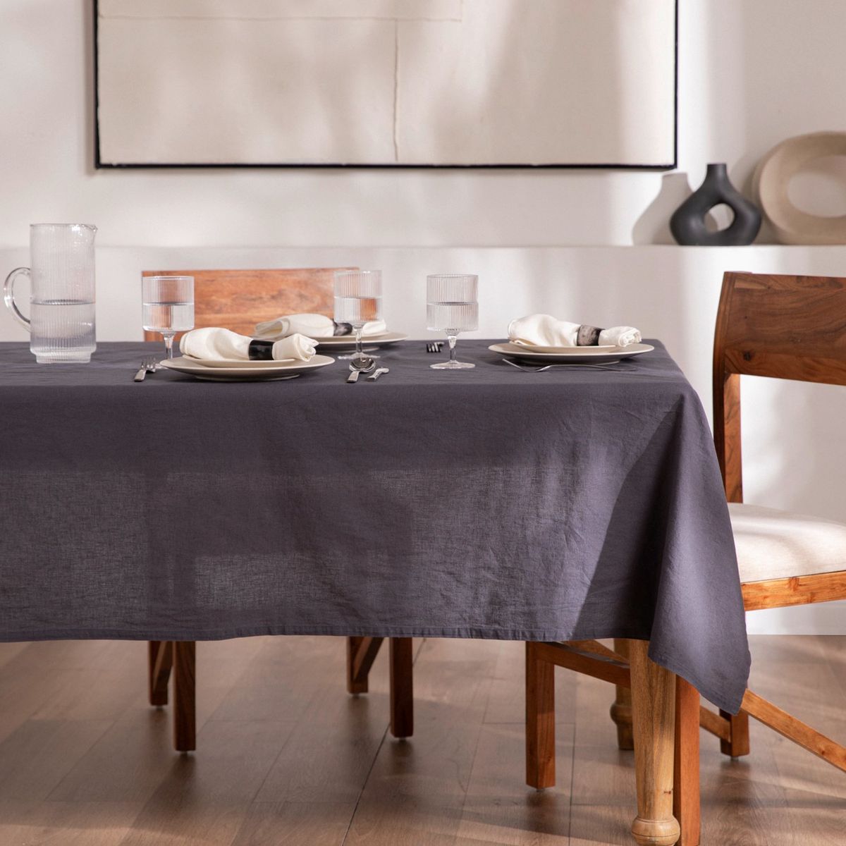 BASEMENT HOME - Mantel De Lino Rectangular Cotton Linen Basement Home