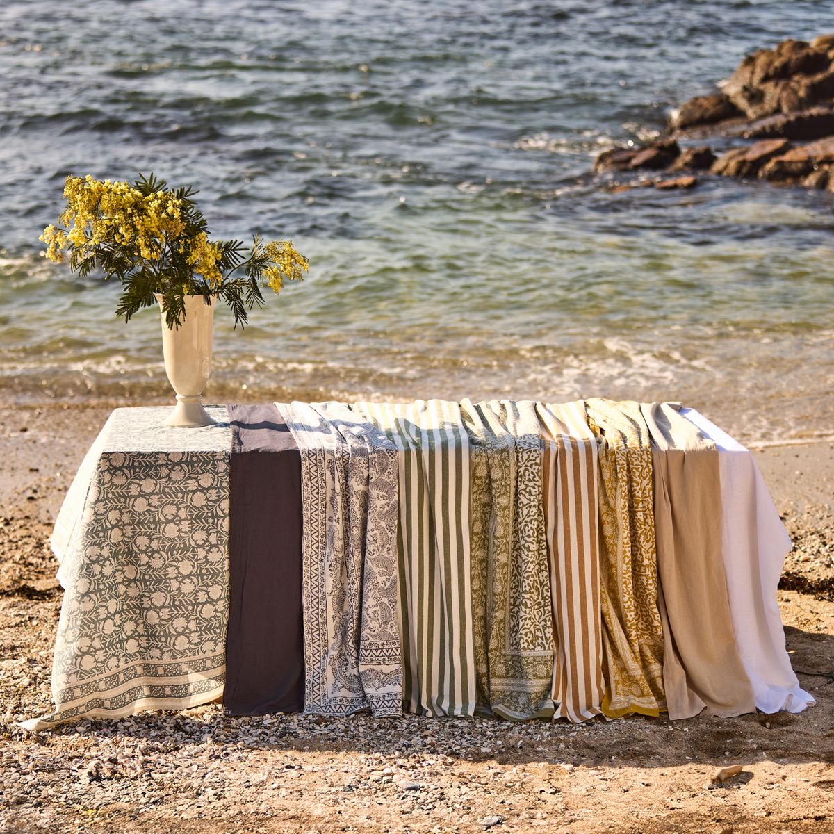 BASEMENT HOME - Mantel De Lino Rectangular Cotton Linen Basement Home
