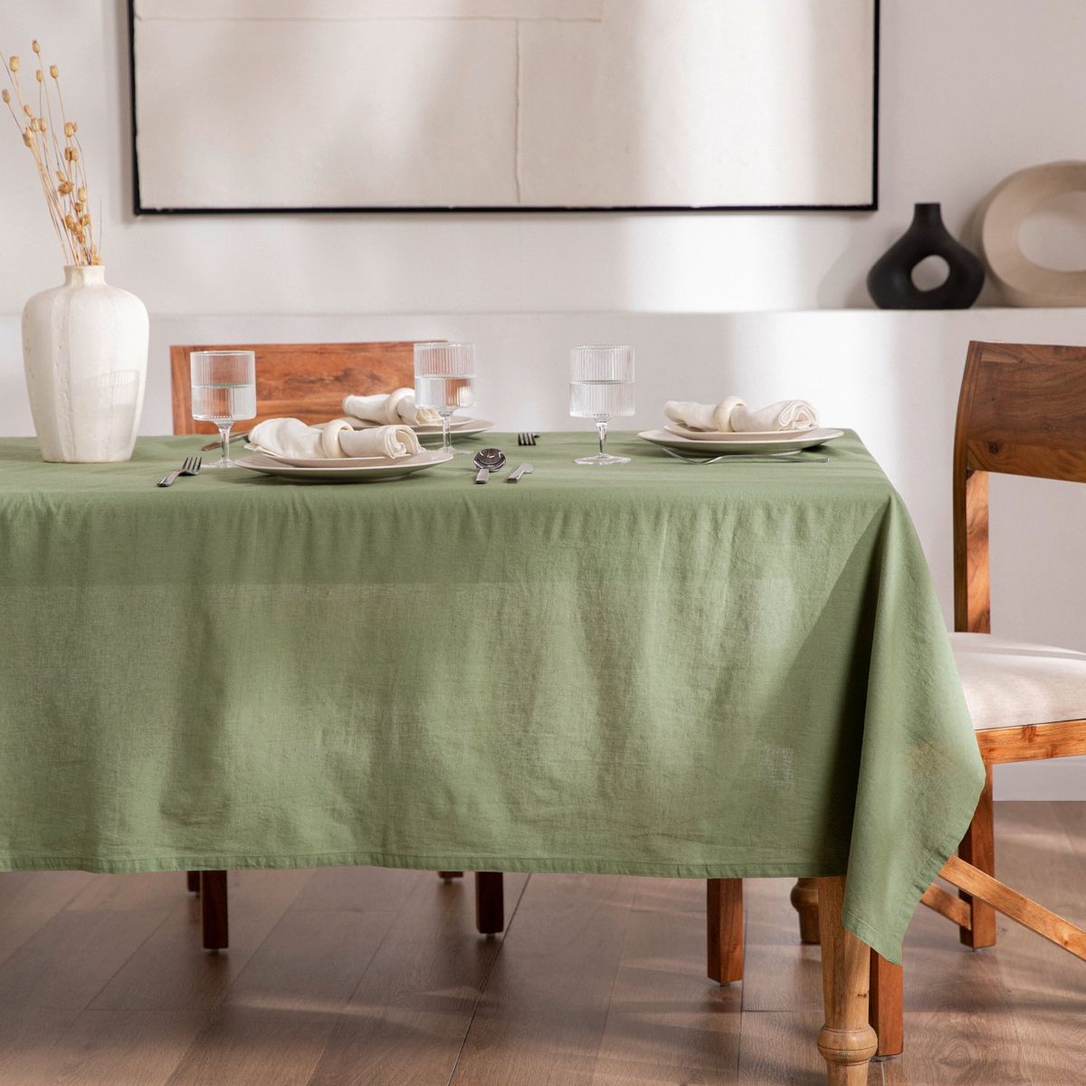 BASEMENT HOME - Mantel De Lino Rectangular Cotton Linen Basement Home