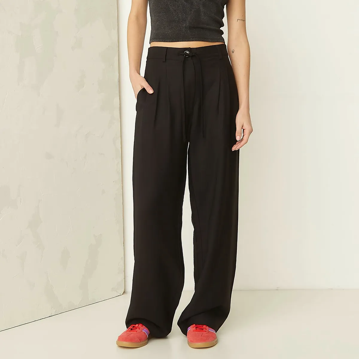 AMERICANINO - Pantalón Sastre Wide Leg Tiro Alto Mujer Americanino