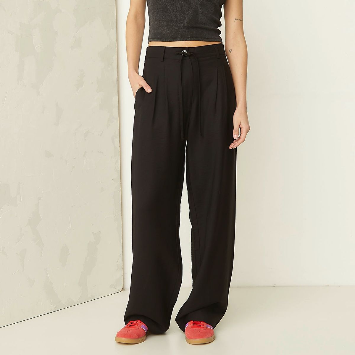 AMERICANINO - Pantalón Sastre Wide Leg Tiro Alto Mujer Americanino