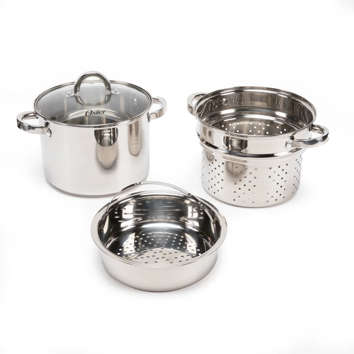 OSTER - Olla De Pasta Con Tapa 6 Litros Acero Inoxidable Pasta Pot Oster