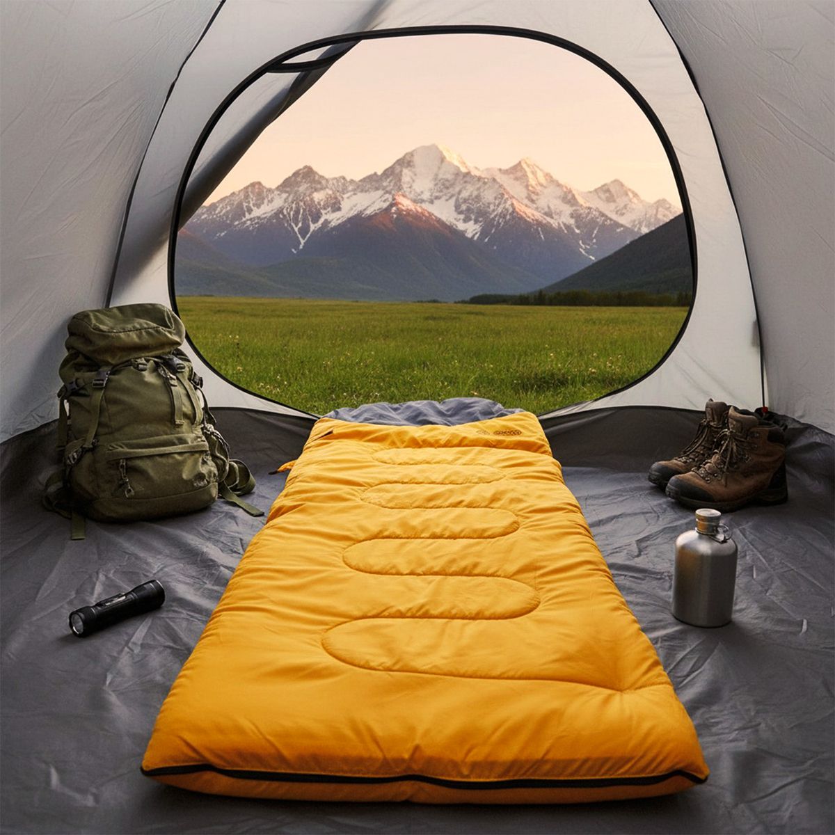 SCOOP - Saco de Dormir Scoop con Gorro Camping Resistente al Agua