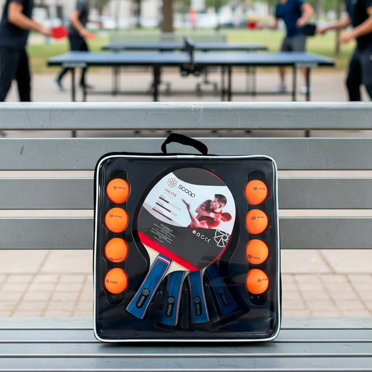 SCOOP - Set de Paletas Ping Pong Scoop con 6 Pelotas