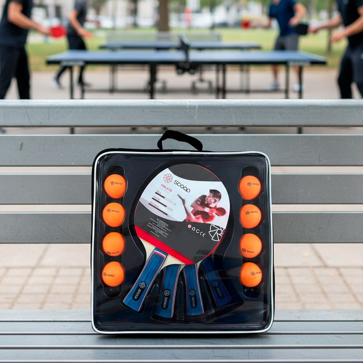 SCOOP - Set de Paletas Ping Pong Scoop con 6 Pelotas