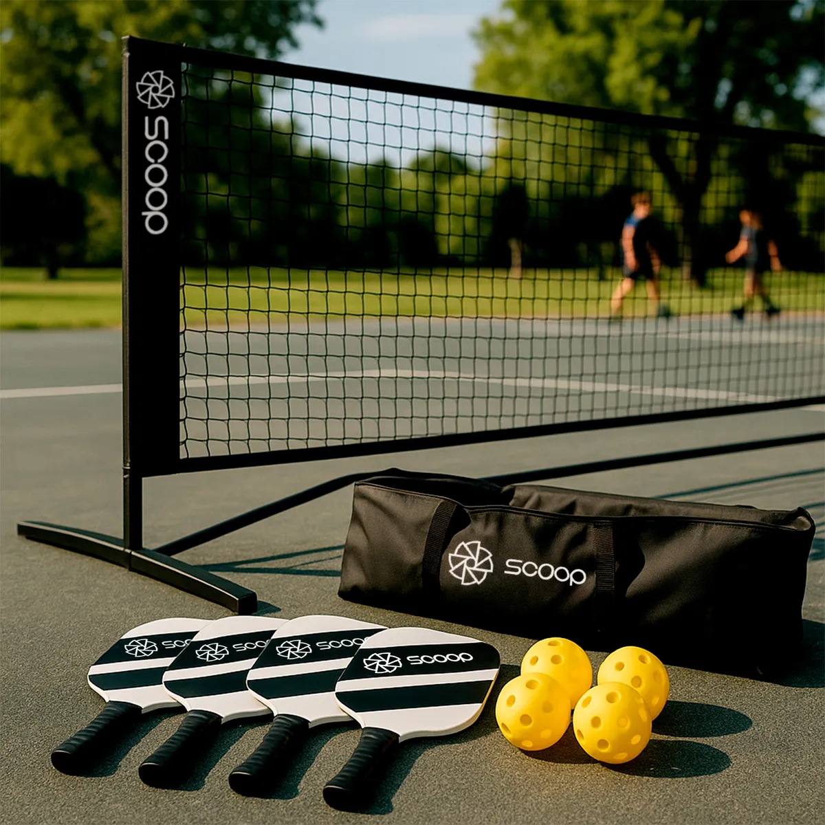 SCOOP - Set de Pickleball Scoop con 4 Raquetas y Red