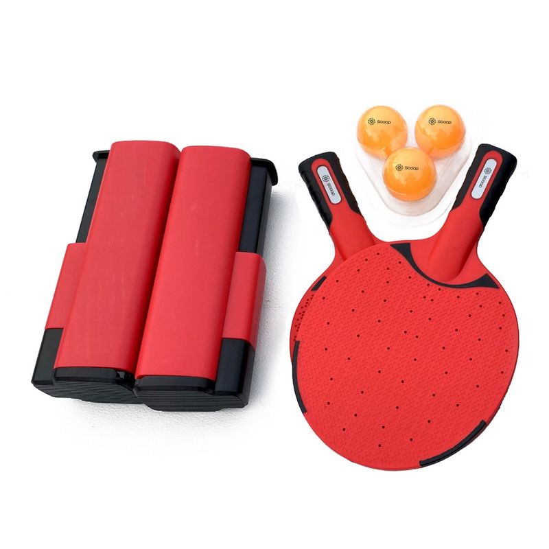 SCOOP - Set de Ping Pong Scoop Rollnet con 2 Raquetas y 3 Pelotas