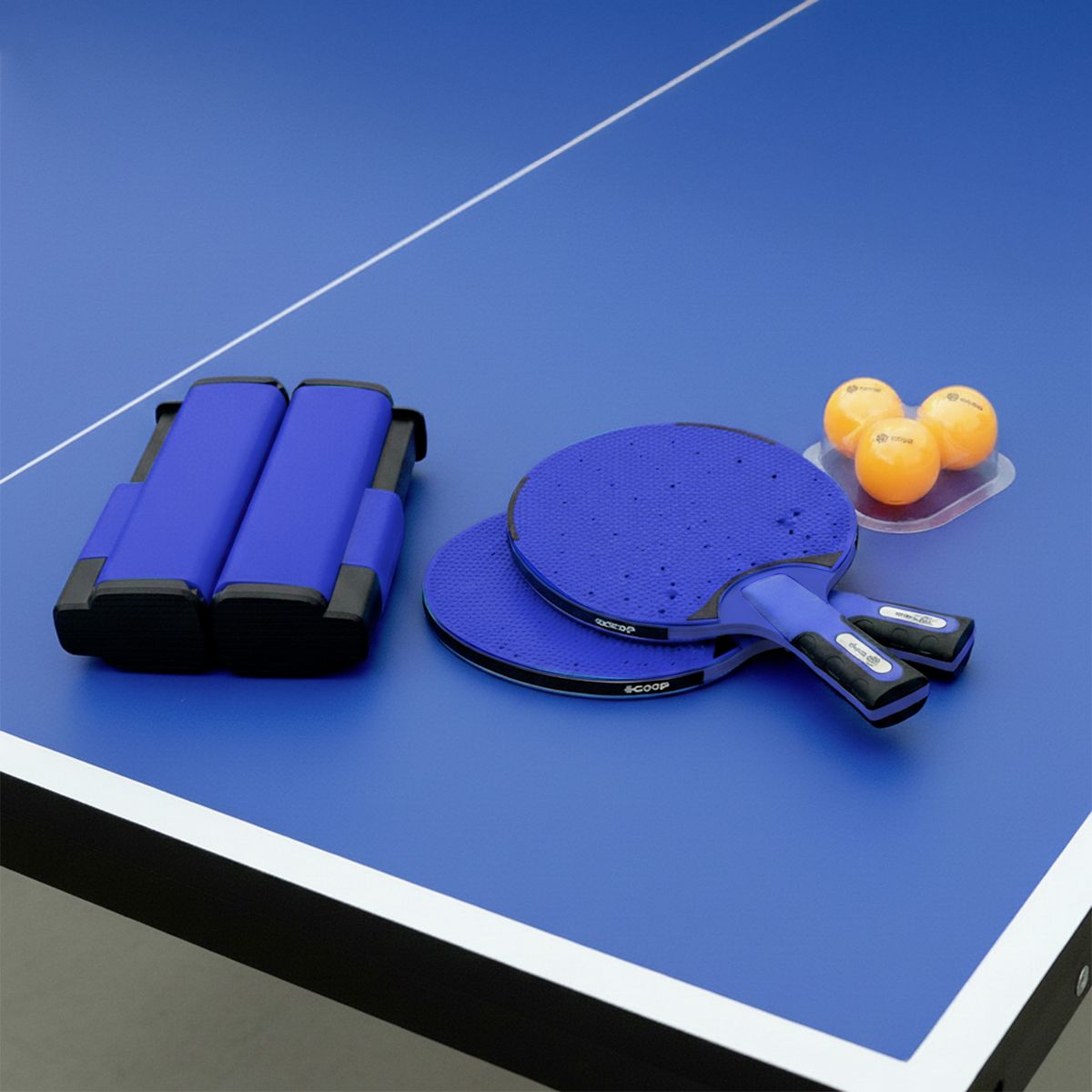 SCOOP - Set de Ping Pong Scoop Rollnet con 2 Raquetas y 3 Pelotas