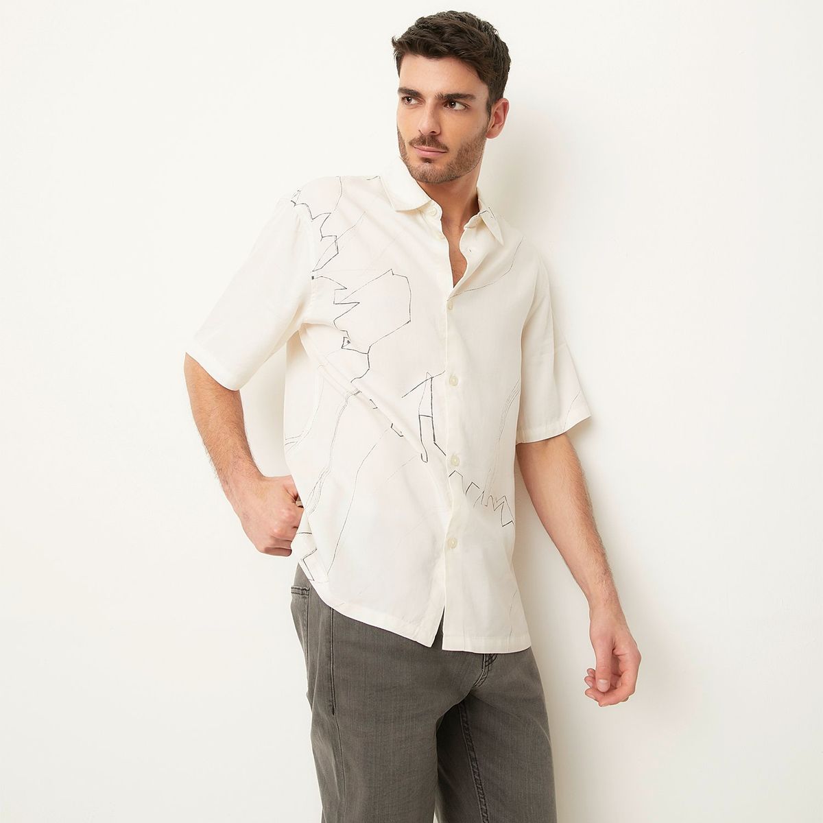 BASEMENT - Camisa Manga Corta Hombre Basement