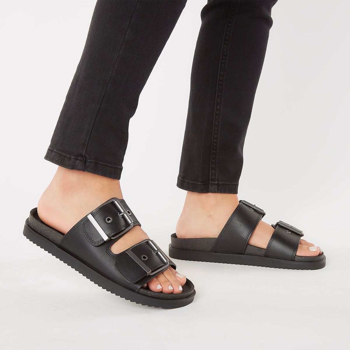 AMERICANINO - Sandalia de Cuero Mujer Americanino con Hebillas