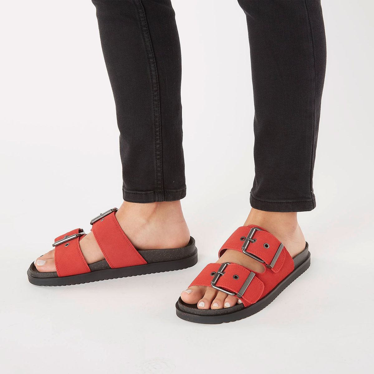 AMERICANINO - Sandalia Mujer Cuero Rojo Americanino