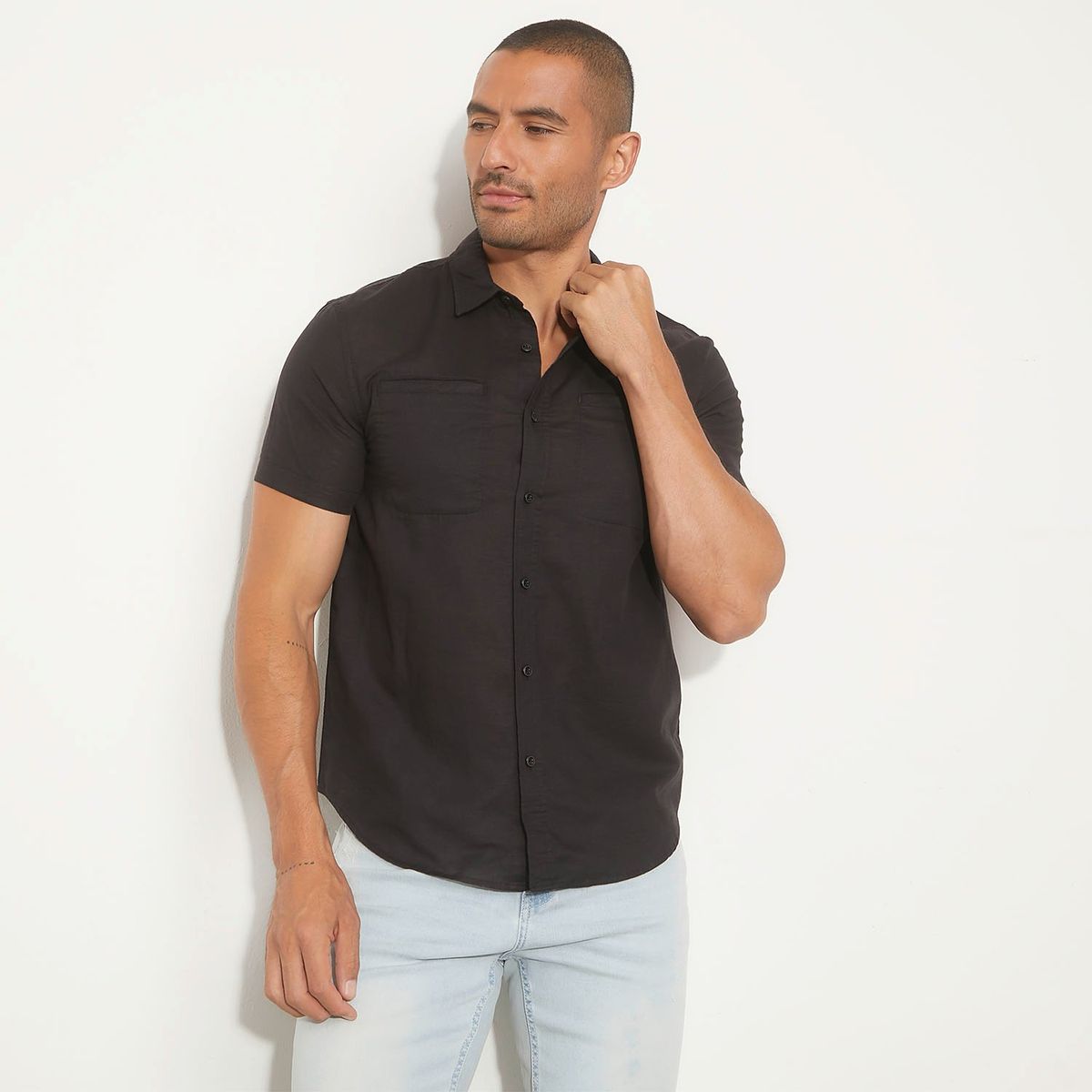 MOSSIMO - Camisa Manga Corta Regular Fit Algodón Hombre Mossimo