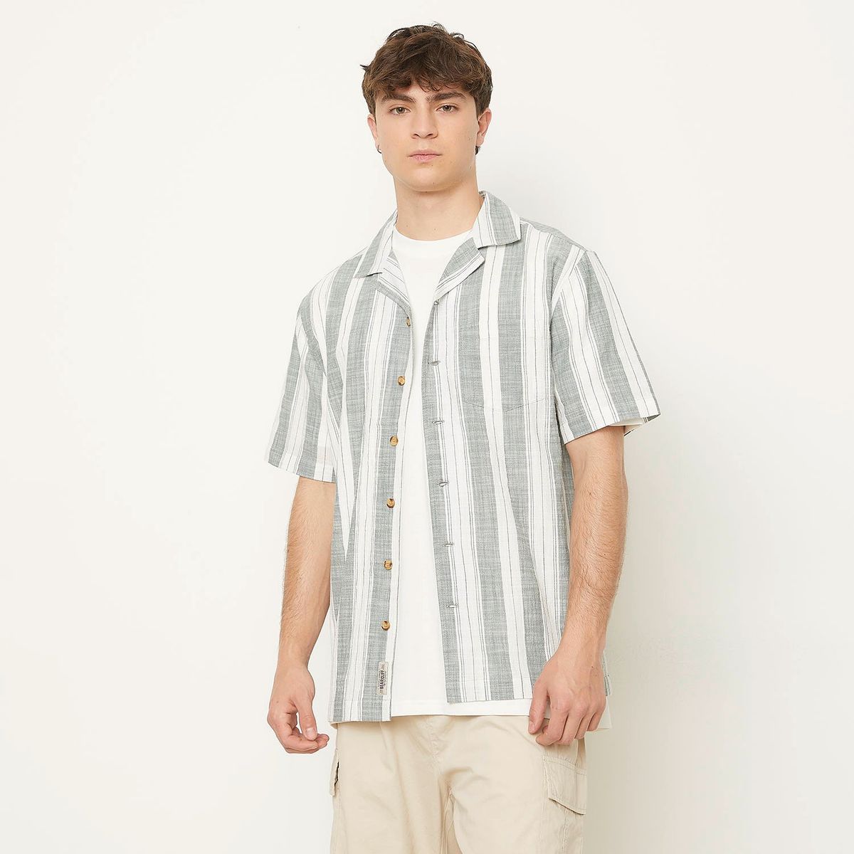 BEARCLIFF - Camisa Manga Corta a Rayas Bearcliff Algodón Hombre