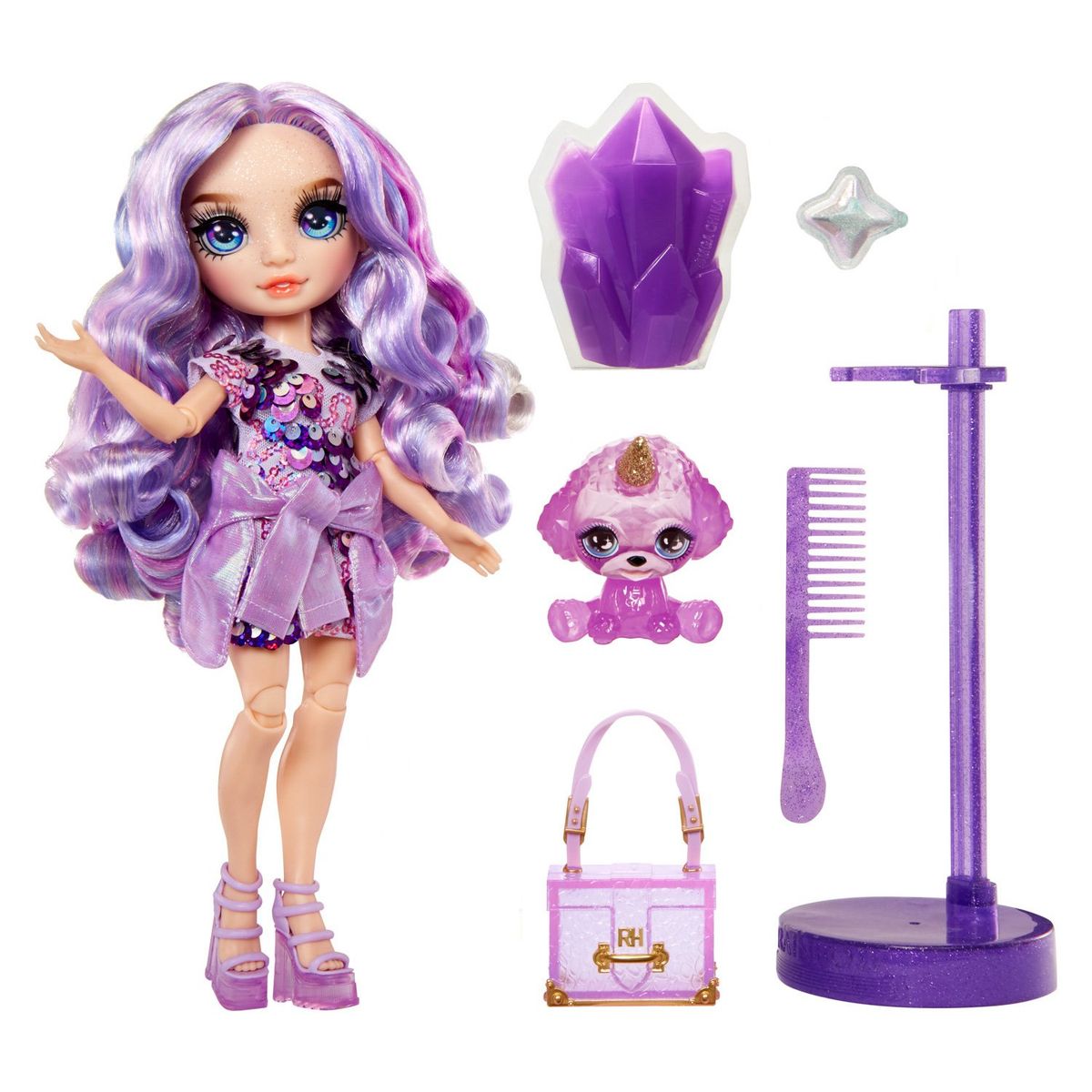 RAINBOW HIGH - Muñeca Violet Willow con Accesorios Rainbow High