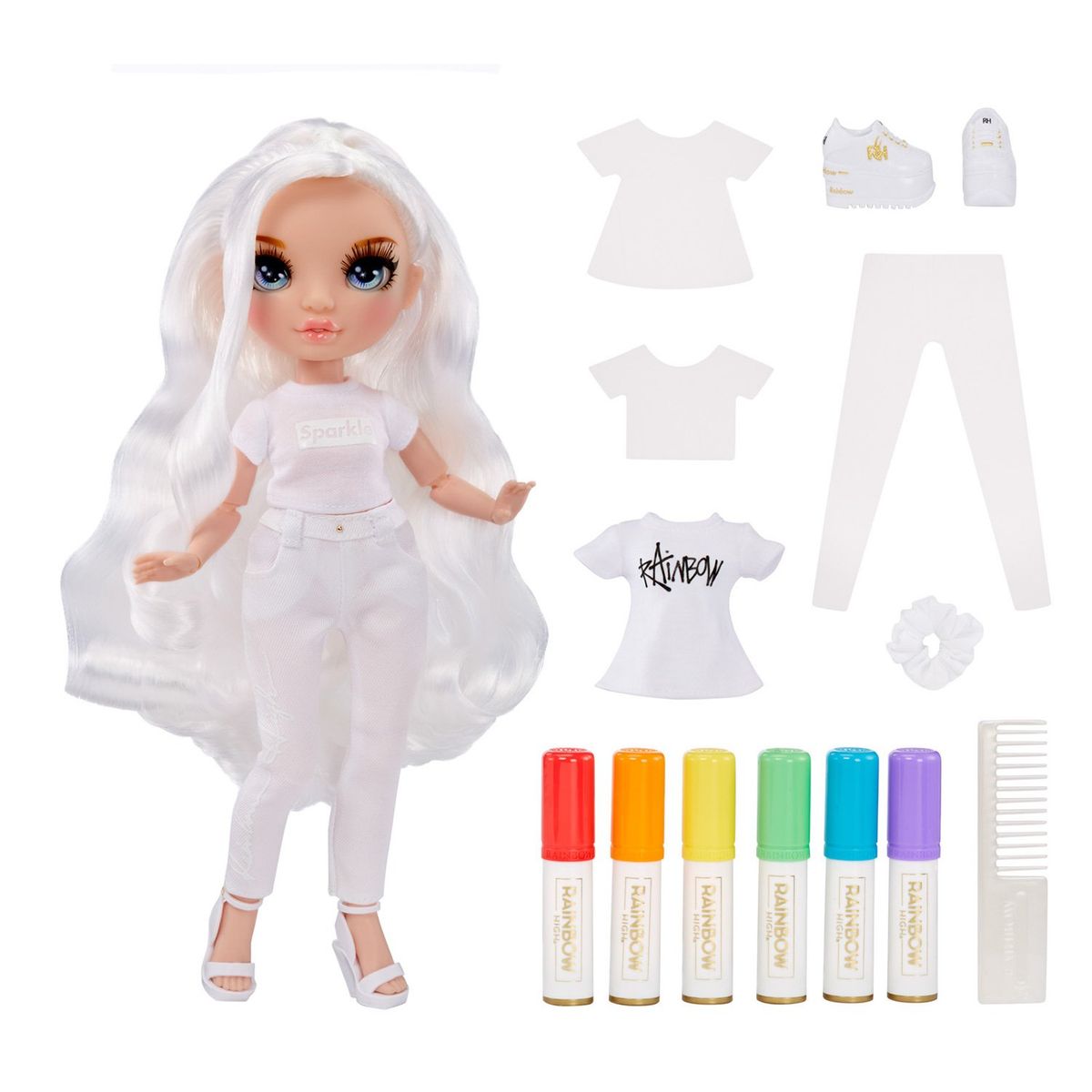 RAINBOW HIGH - Muñeca para Crear y Colorear Rainbow High