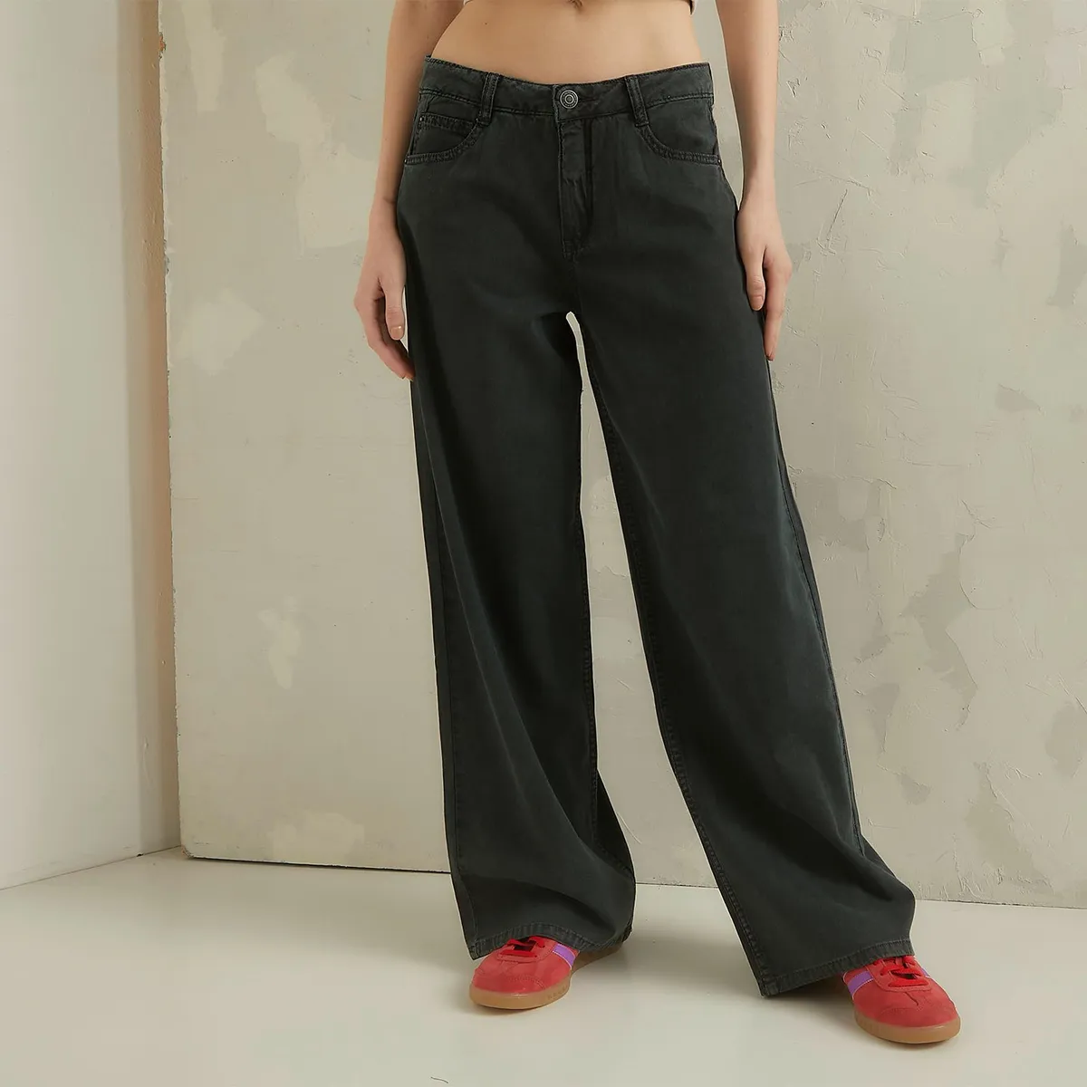 AMERICANINO - Pantalón Wide Leg Tiro Alto Mujer Americanino
