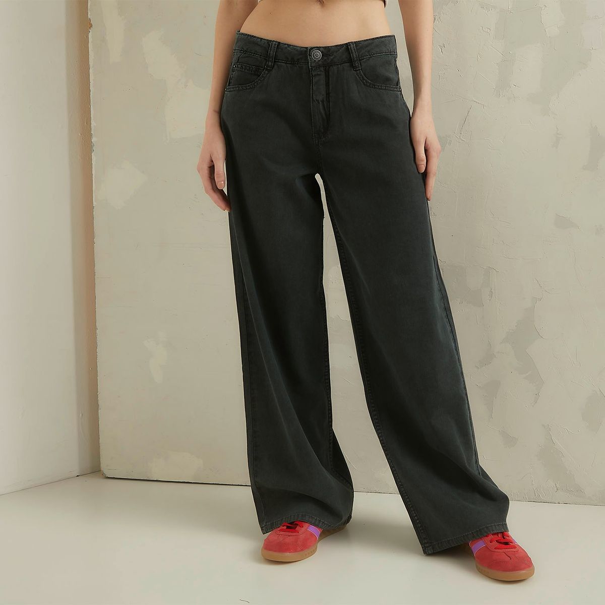 AMERICANINO - Pantalón Wide Leg Tiro Alto Mujer Americanino