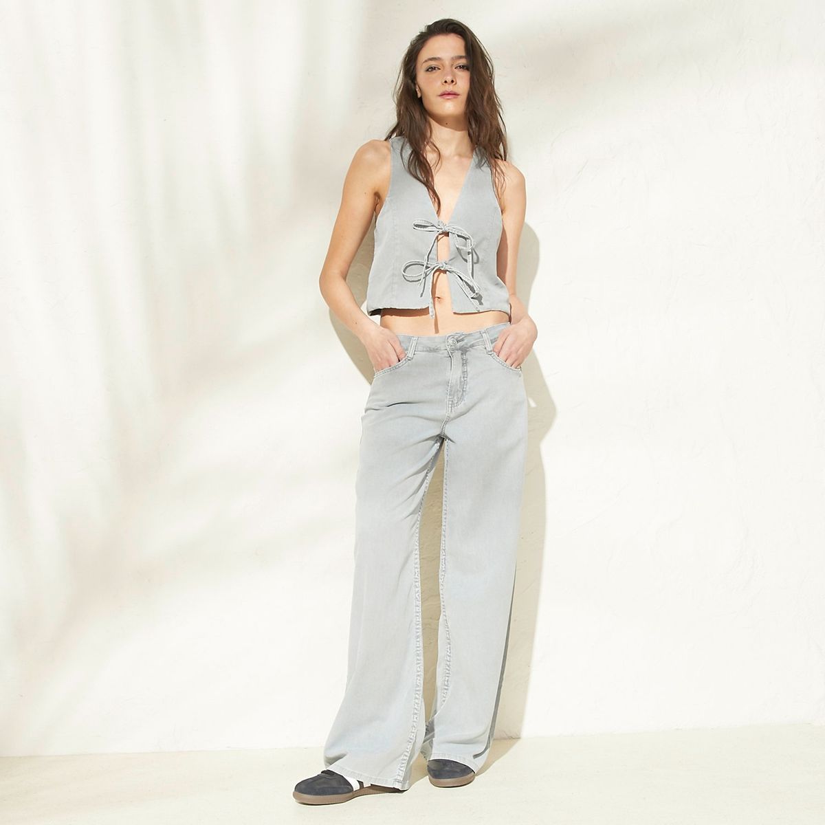 AMERICANINO - Pantalón Wide Leg Tiro Alto Mujer Americanino