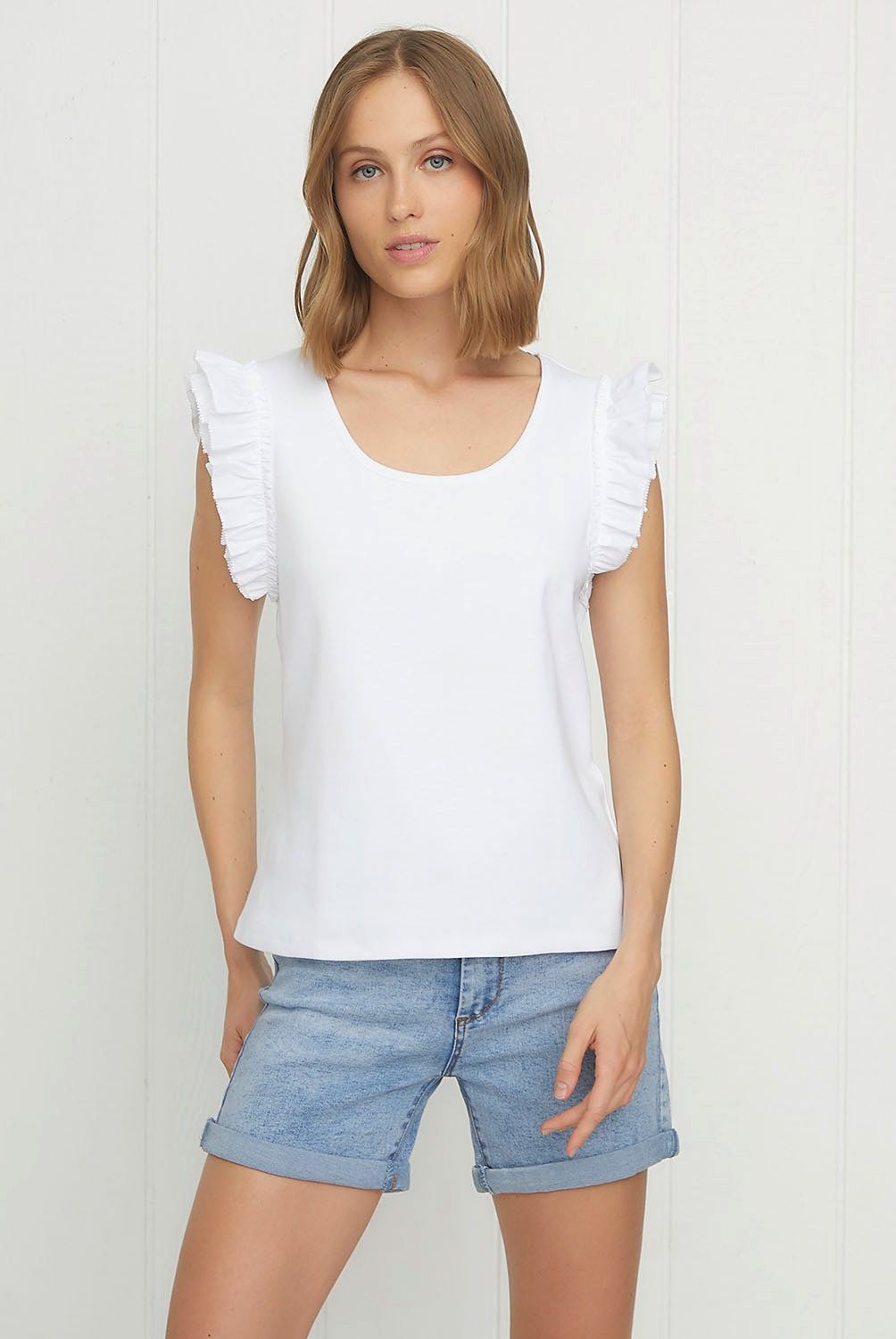 UNIVERSITY CLUB - Polera Sin Mangas con Volantes University Club Mujer Algodón