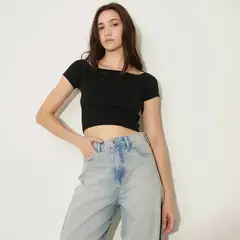 SYBILLA - Crop Top Off Shoulder Manga Corta Mujer