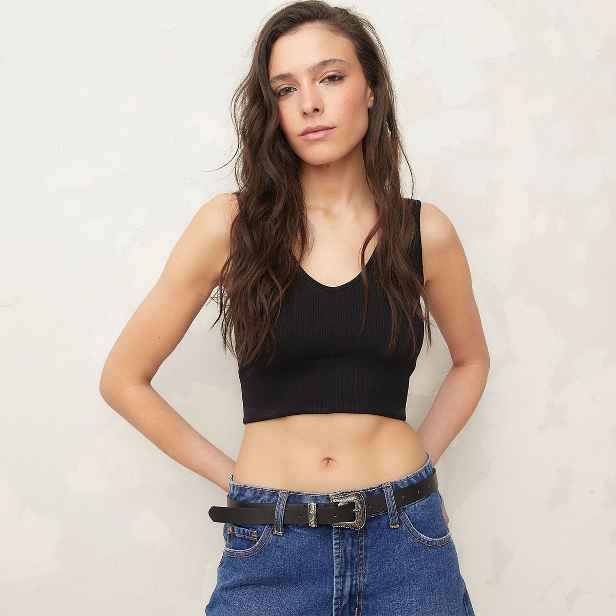 AMERICANINO - Crop Top Sin Mangas Mujer Americanino