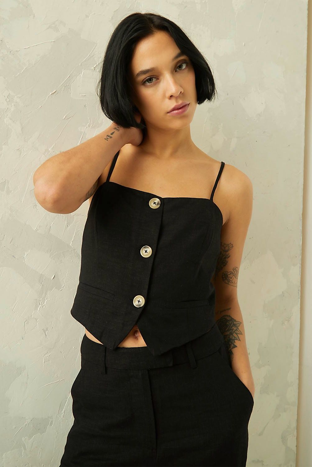 AMERICANINO - Blusa Cropped Sin Mangas Mujer Americanino