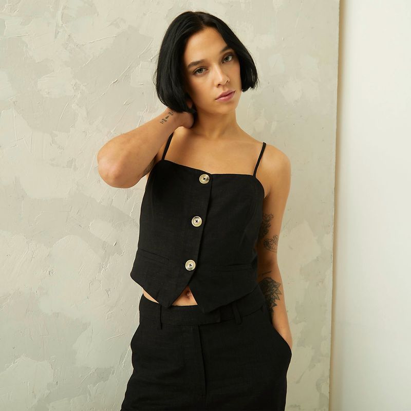 AMERICANINO - Blusa Cropped Sin Mangas Mujer Americanino
