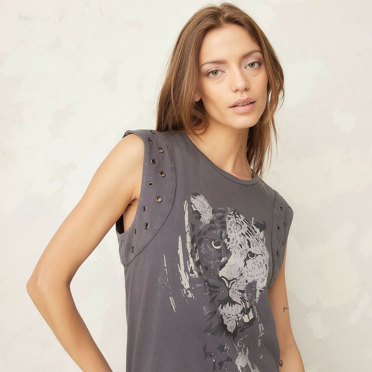 AMERICANINO - Polera Algodón Print Mujer Sin Mangas Americanino