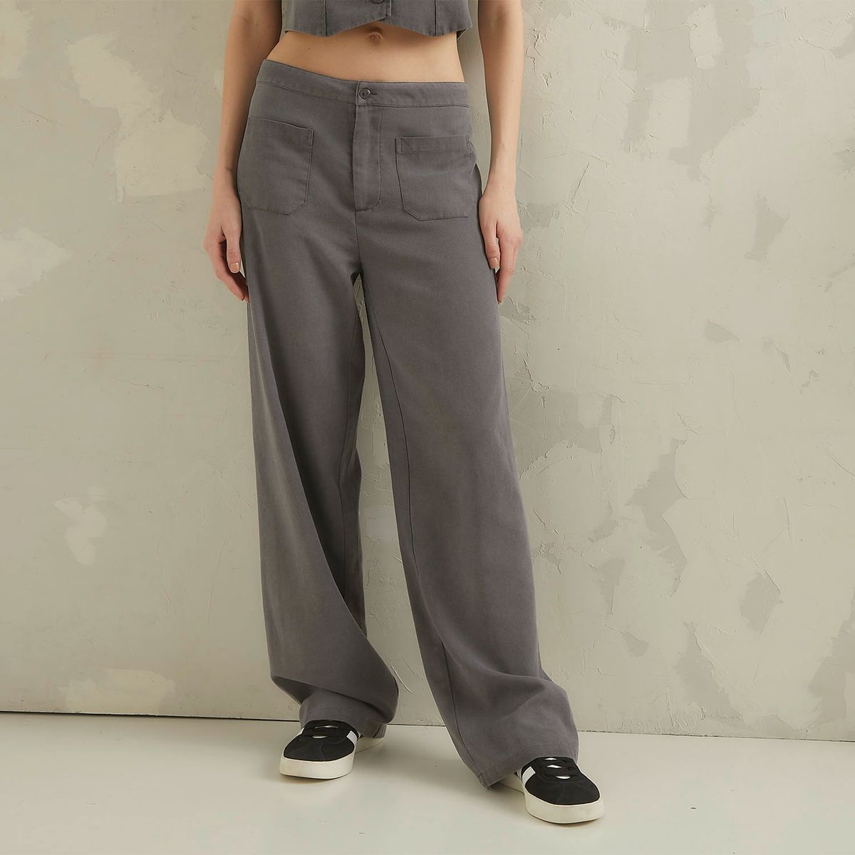 AMERICANINO - Pantalón Wide Leg Tiro Alto Mujer Americanino