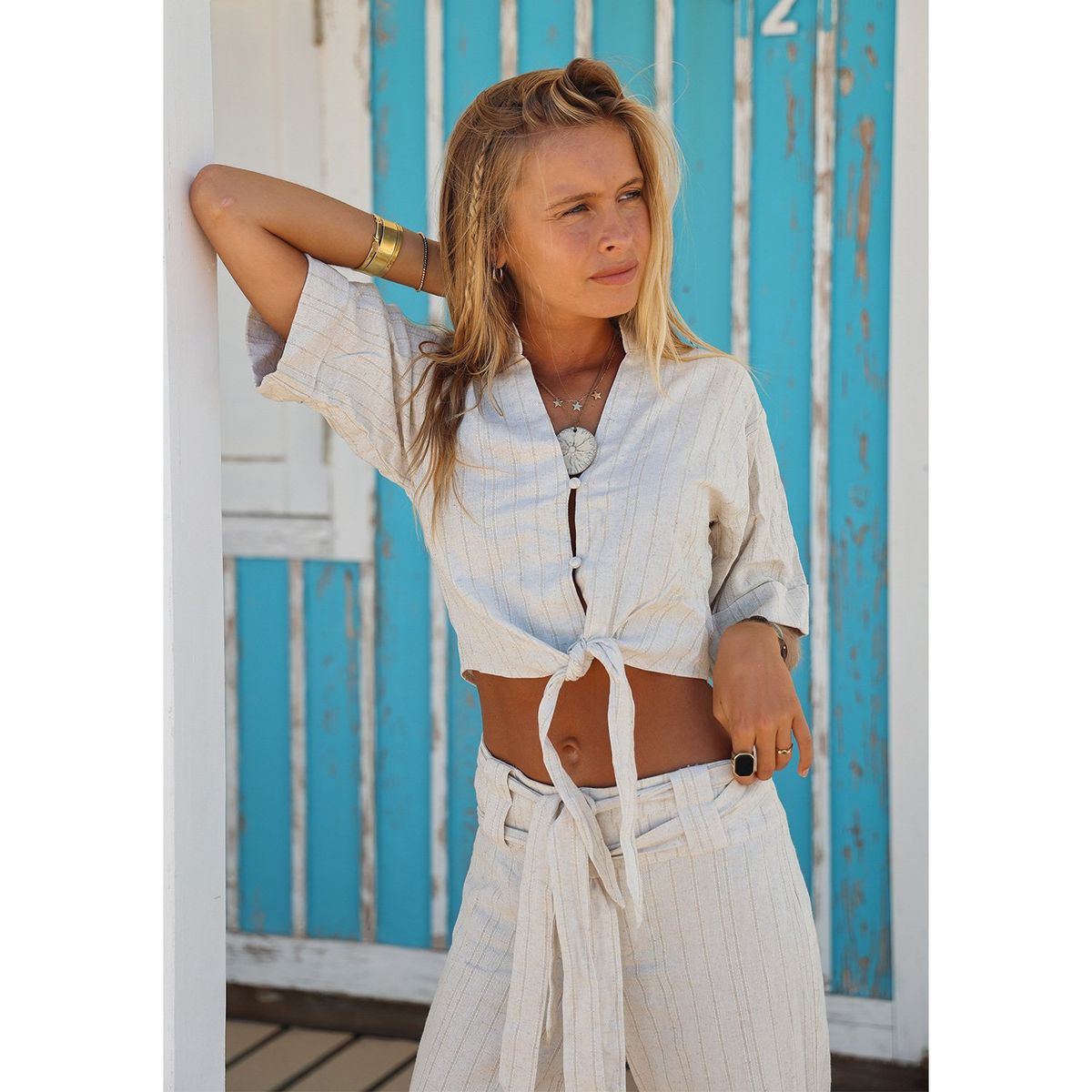 SYBILLA - Blusa Cropped Manga Corta Mujer Sybilla Por Paula Mekis