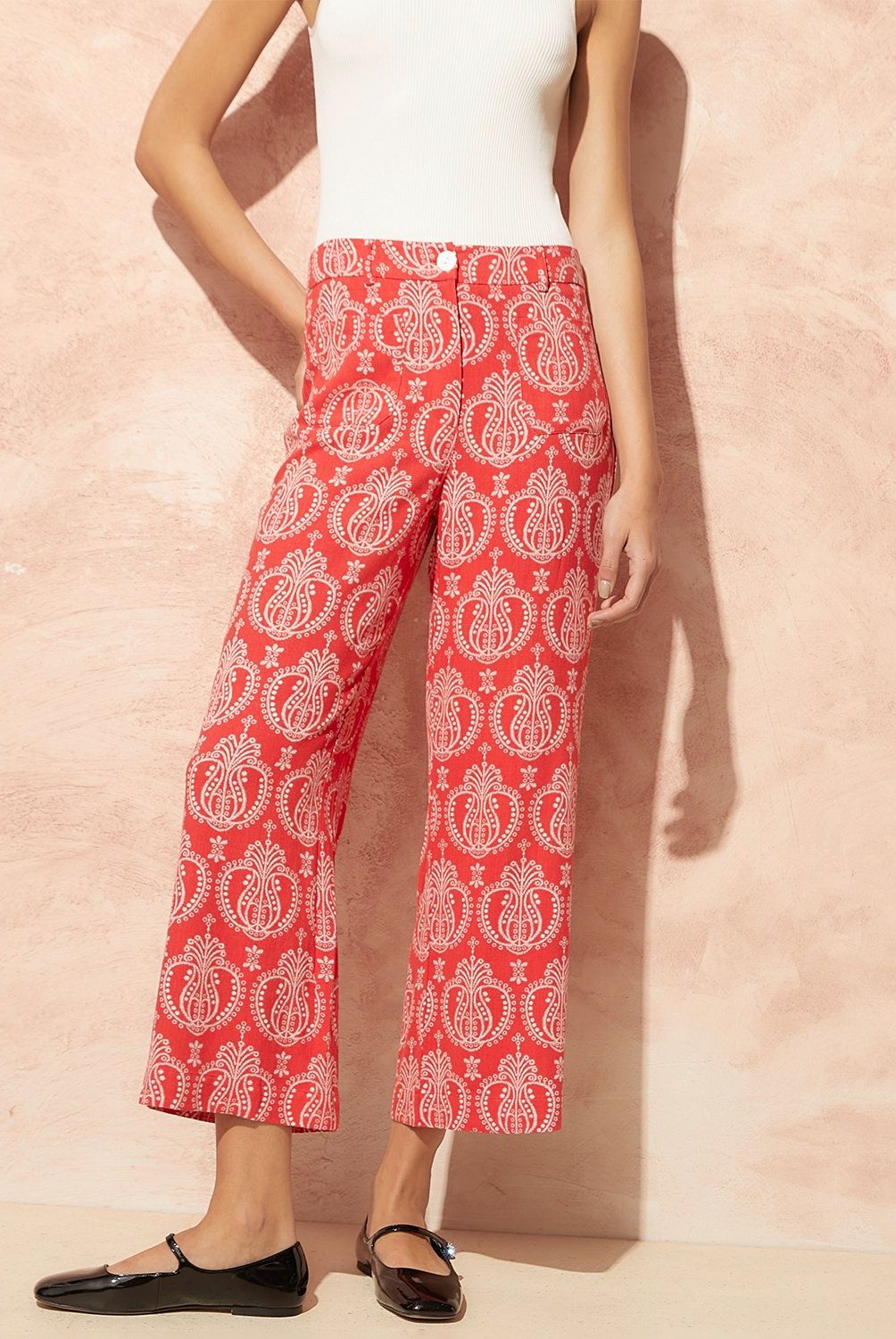 BASEMENT - Pantalón Wide Leg Tiro Alto Mujer Basement