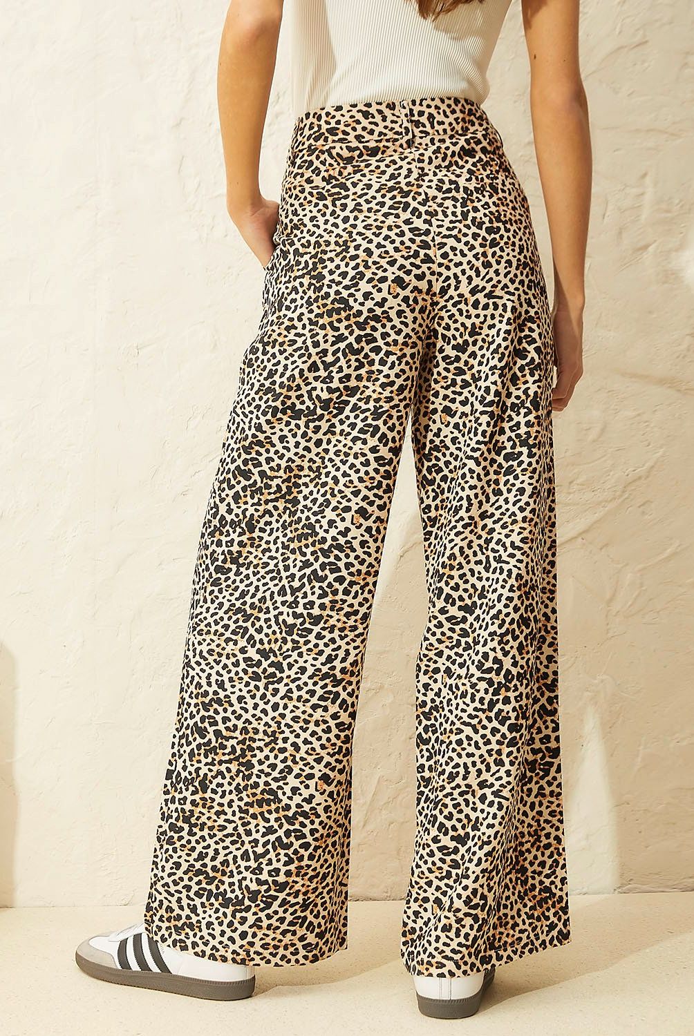 BASEMENT - Pantalón Wide Leg Alto Mujer Viscosa