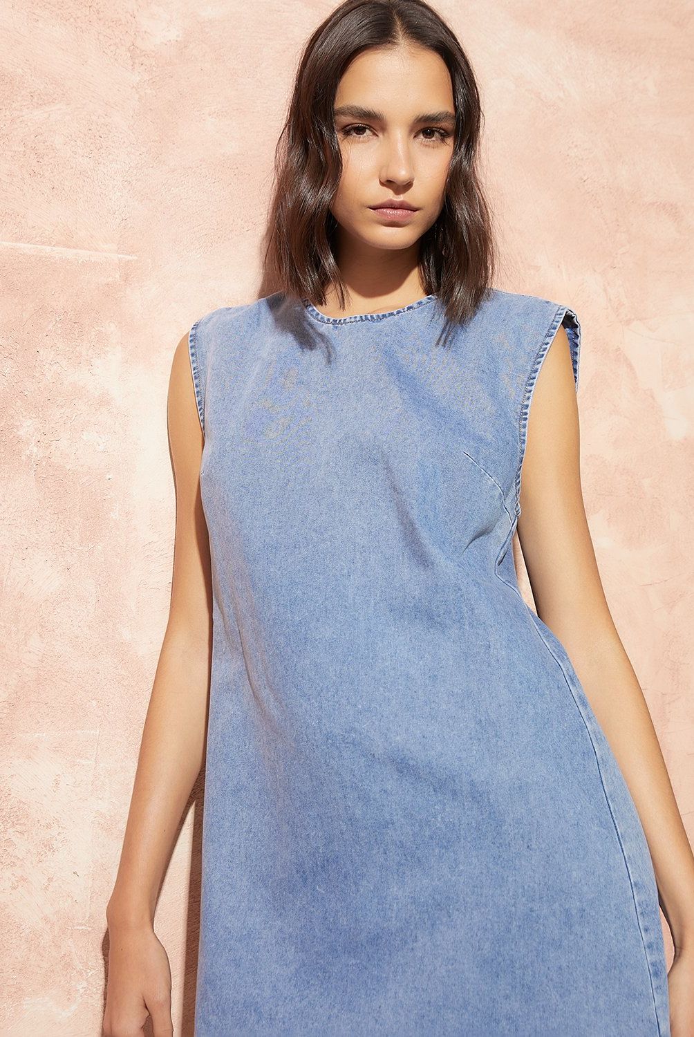 BASEMENT - Vestido Corto Denim Basement Mujer Algodón Sin Mangas