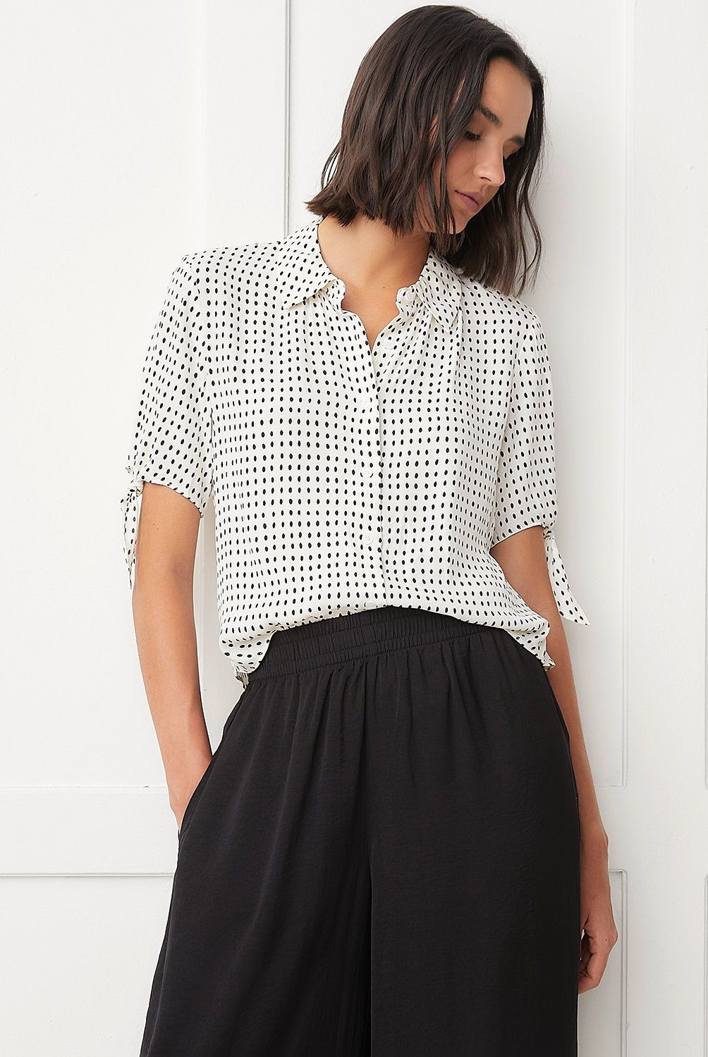 BASEMENT - Blusa Basement Mujer Viscosa Estampada Manga Corta