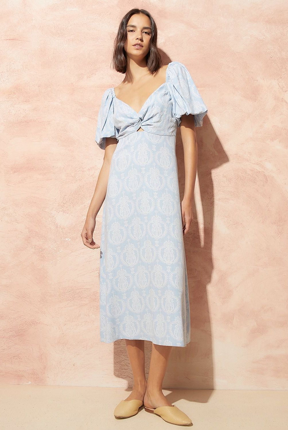 BASEMENT - Vestido Midi Mujer Basement Viscosa Estampado