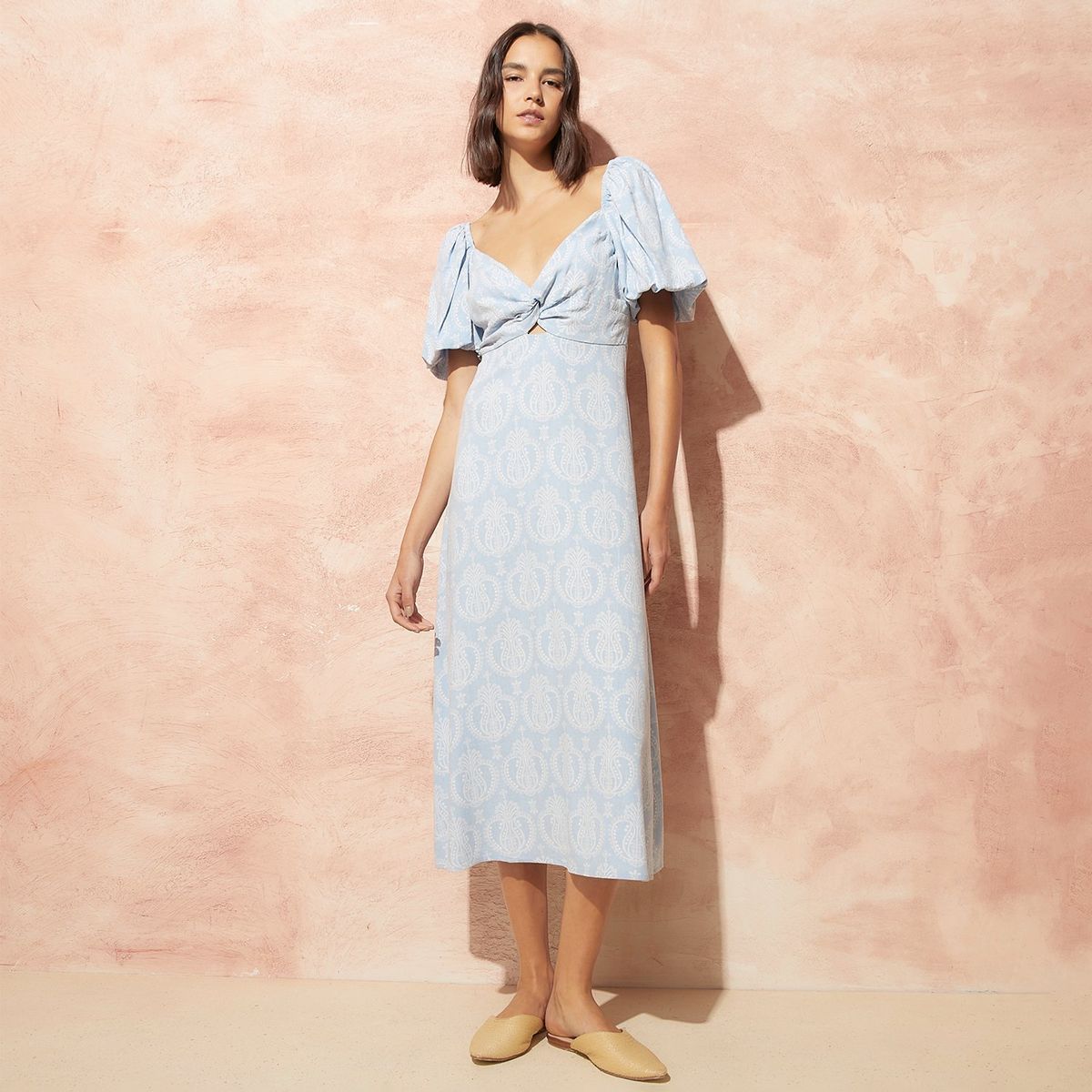 BASEMENT - Vestido Midi Mujer Basement Viscosa Estampado