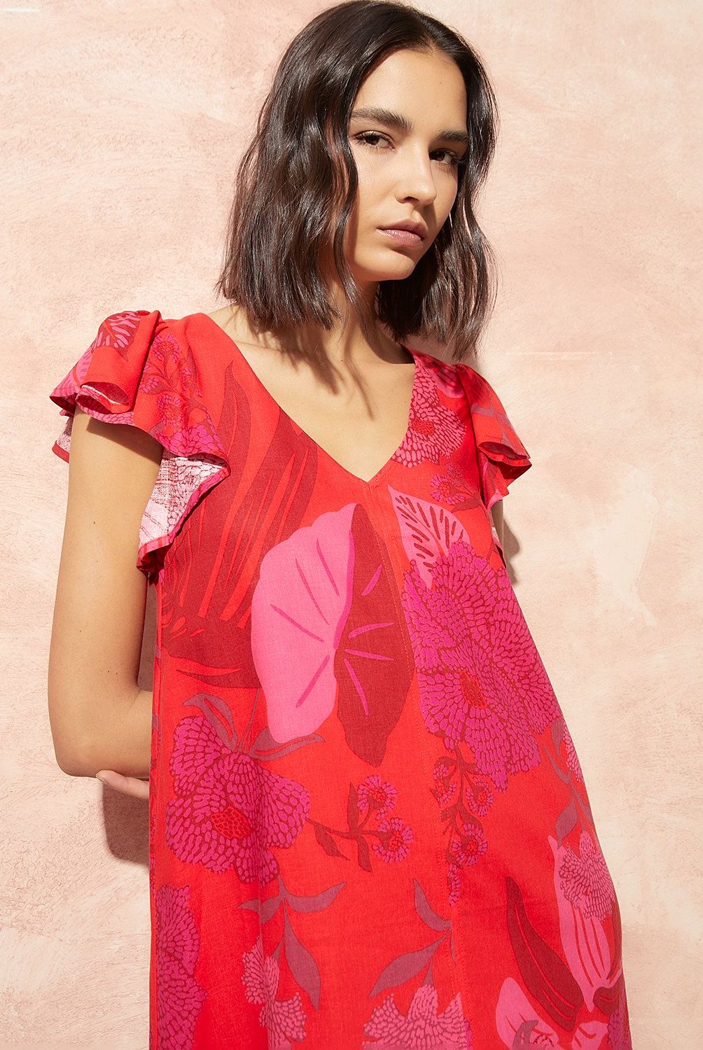 BASEMENT - Vestido Corto Lino Mujer Basement